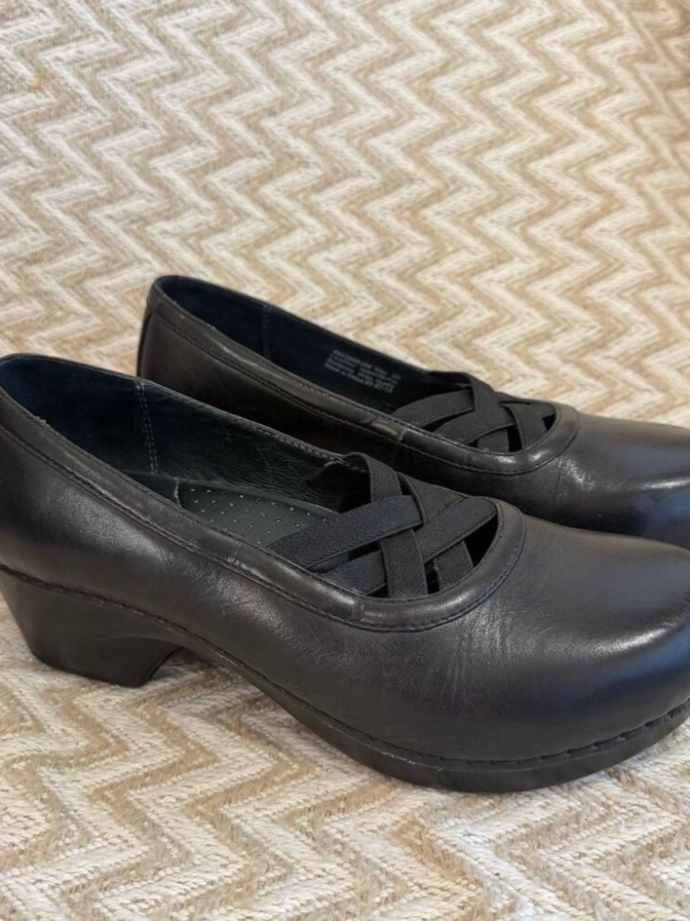 Dansko Tilda Elastic Criss Cross Strap Wedge Clog Leather Slip On Shoes